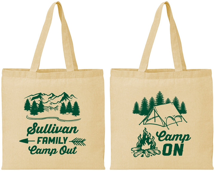 Personalized Family Vacation Cotton Tote Bags - Family Camp Out | 180019