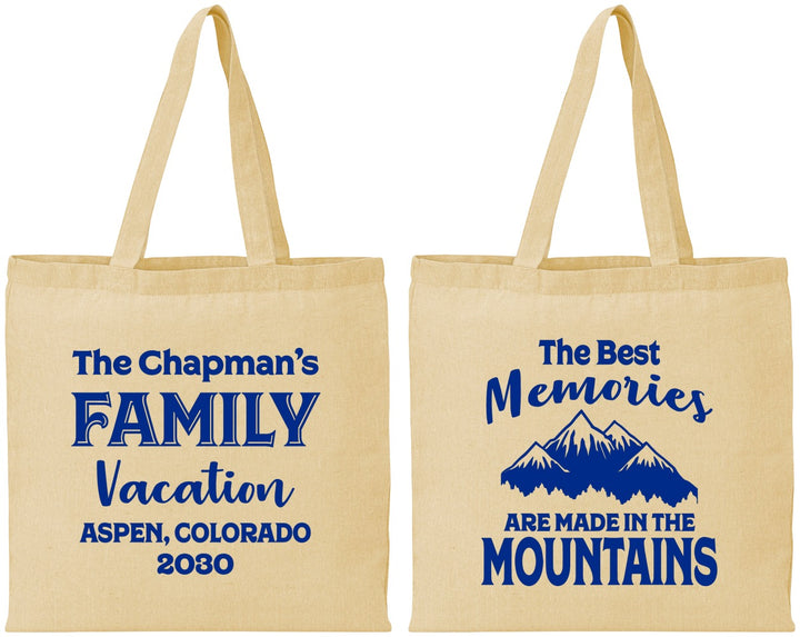 Personalized Family Vacation Cotton Tote Bags - Mountains | 180021