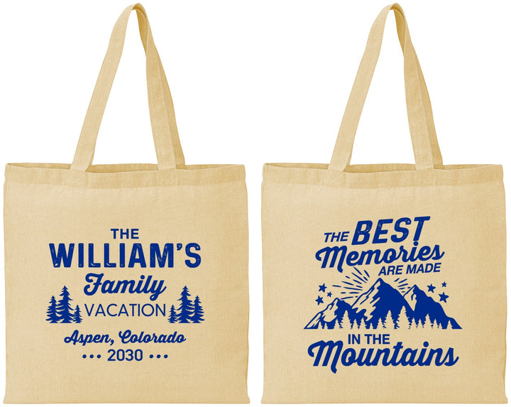 Personalized Family Vacation Cotton Tote Bags - Mountains | 180022