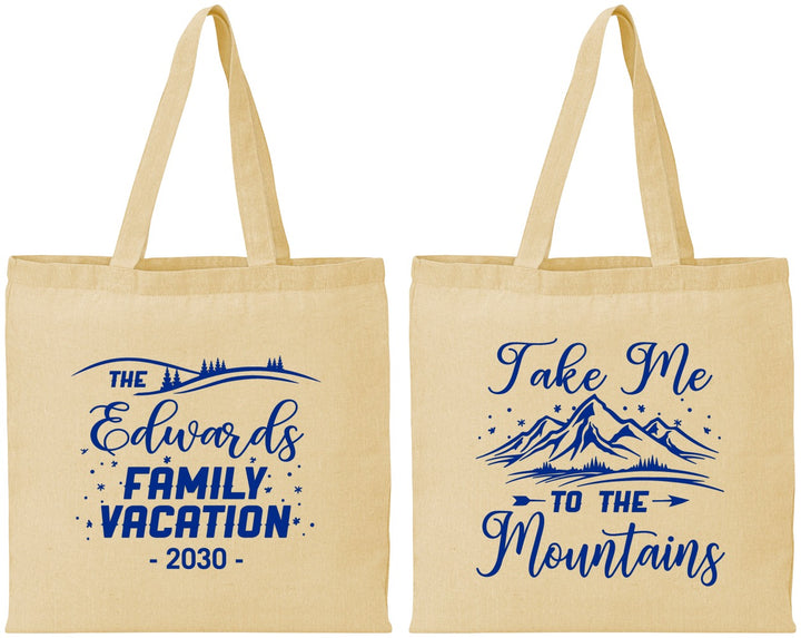Personalized Family Vacation Cotton Tote Bags - Mountains | 180024