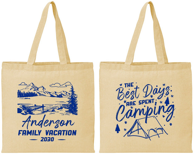 Personalized Family Vacation Cotton Tote Bags - Camping Trip | 180025