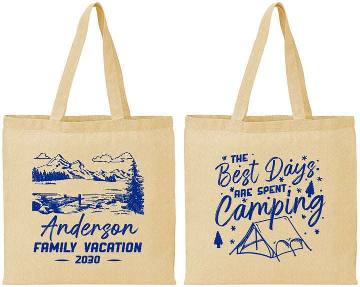 Personalized Family Vacation Cotton Tote Bags - Camping Trip | 180025