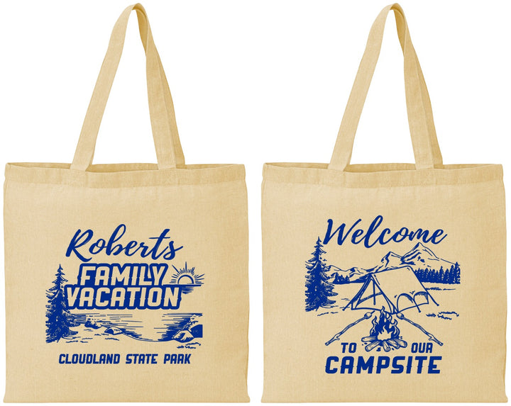 Personalized Family Vacation Cotton Tote Bags - Camping Trip | 180026