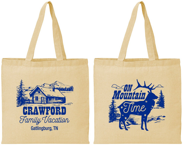 Personalized Family Vacation Cotton Tote Bags - Mountain | 180027