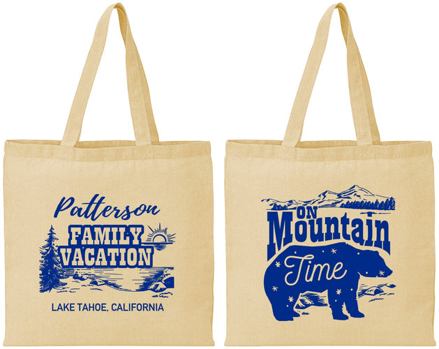 Personalized Family Vacation Cotton Tote Bags - Mountain | 180028