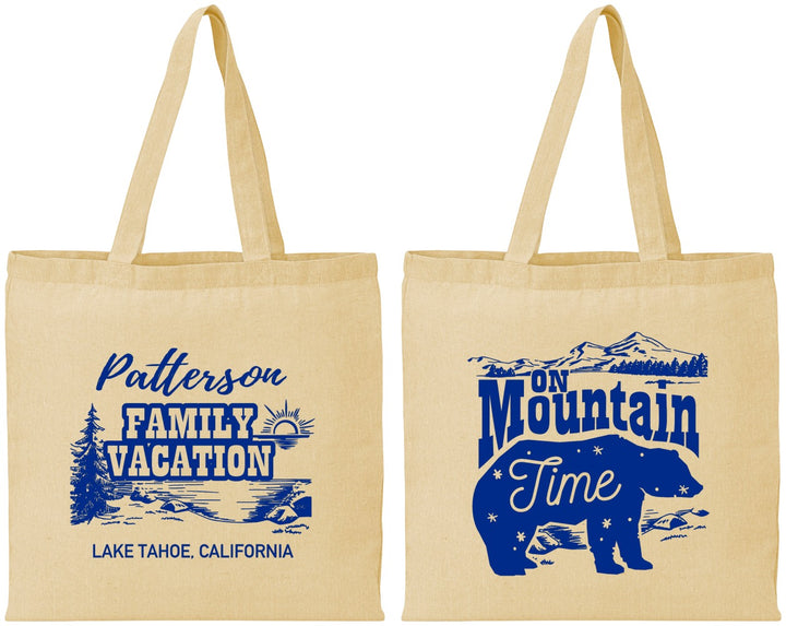 Personalized Family Vacation Cotton Tote Bags - Mountain | 180028