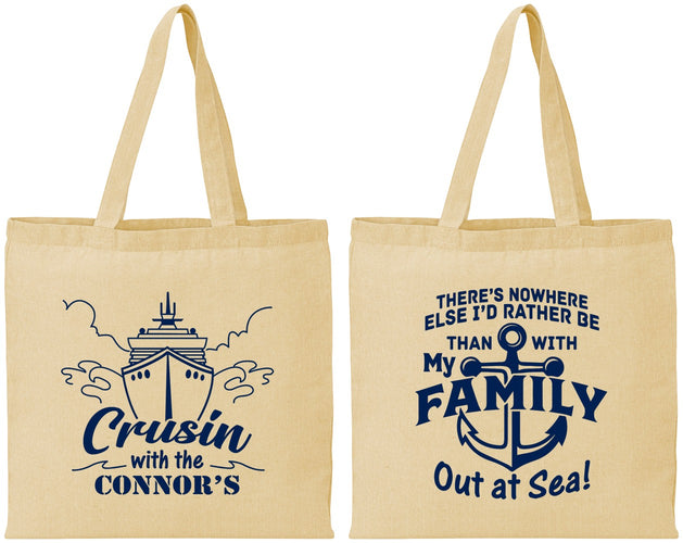 Personalized Family Vacation Cotton Tote Bags - Nautical Cruise | 180031