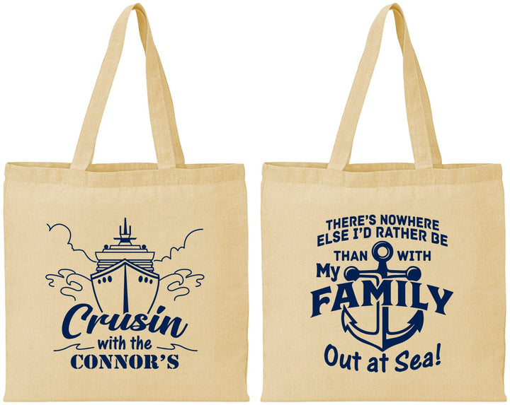 Personalized Family Vacation Cotton Tote Bags - Nautical Cruise | 180031