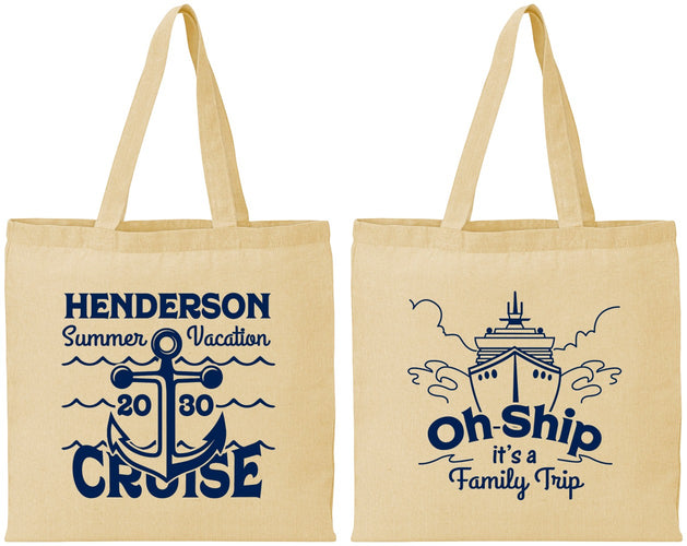 Personalized Family Vacation Cotton Tote Bags - Oh Ship Cruise | 180032