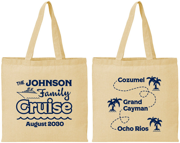 Personalized Family Vacation Cotton Tote Bags - Cruise Ship | 180035