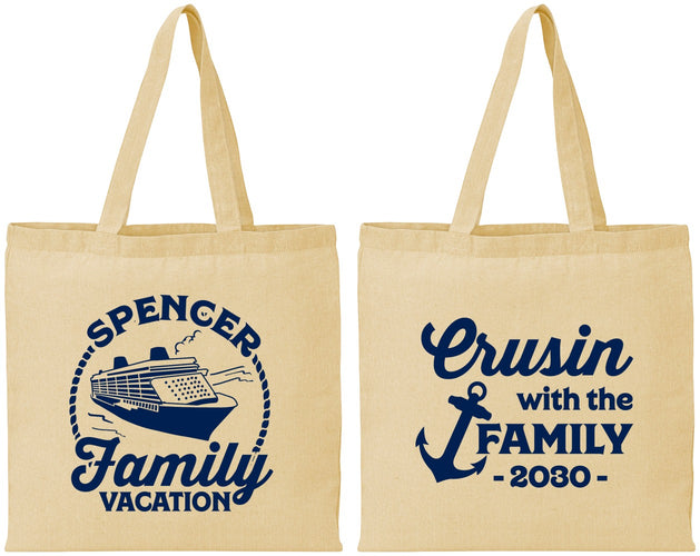 Personalized Family Vacation Cotton Tote Bags - Cruisin Ship | 180037