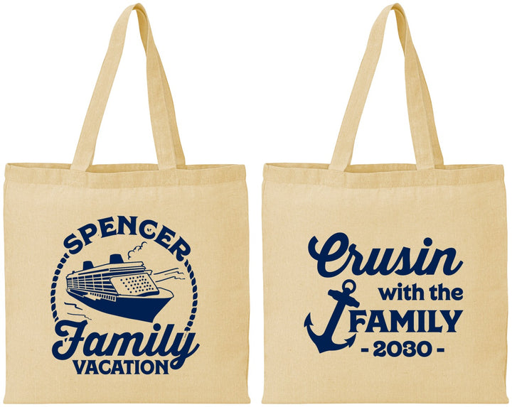 Personalized Family Vacation Cotton Tote Bags - Cruisin Ship | 180037