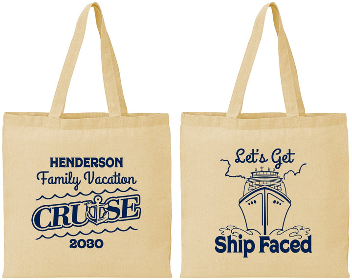 Personalized Family Vacation Cotton Tote Bags - Cruise | 180038