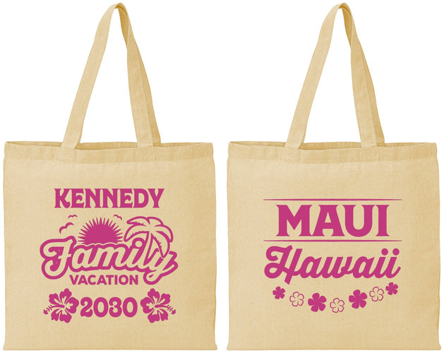 Personalized Family Vacation Cotton Tote Bags - Hawaii | 180040
