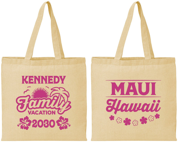 Personalized Family Vacation Cotton Tote Bags - Hawaii | 180040