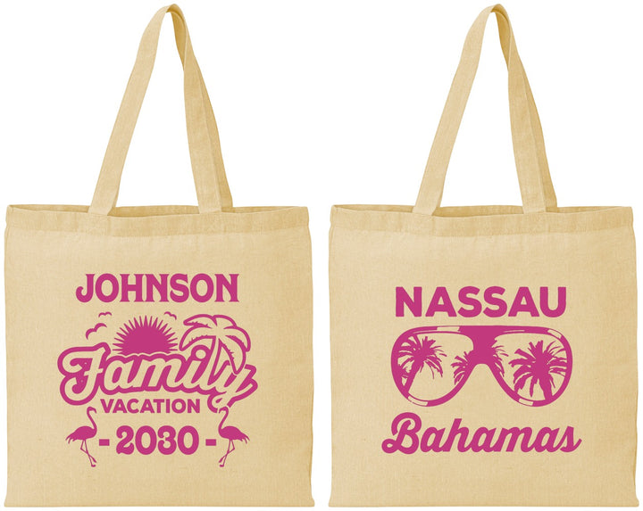 Personalized Family Vacation Cotton Tote Bags - Bahamas | 180041