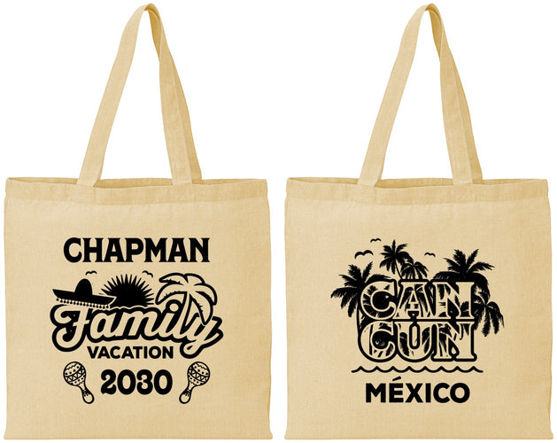 Personalized Family Vacation Cotton Tote Bags - Cancun | 180042