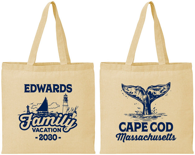 Personalized Family Vacation Cotton Tote Bags - Cape Cod | 180046