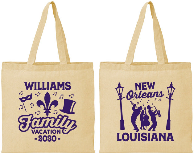 Personalized Family Vacation Cotton Tote Bags - New Orleans | 180047