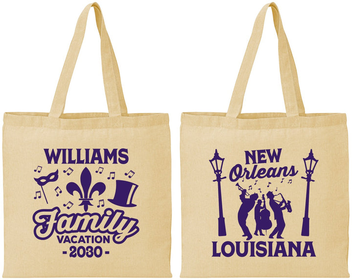 Personalized Family Vacation Cotton Tote Bags - New Orleans | 180047