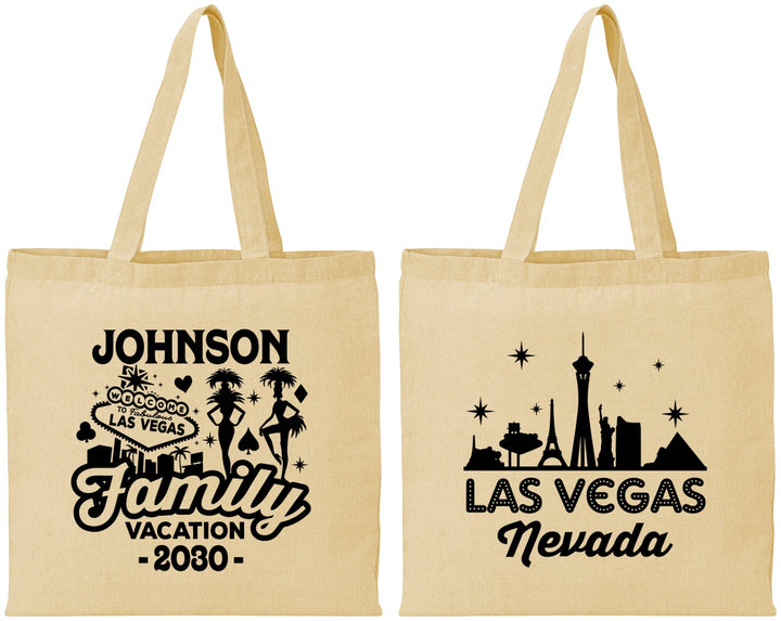 Personalized Family Vacation Cotton Tote Bags - Las Vegas | 180048