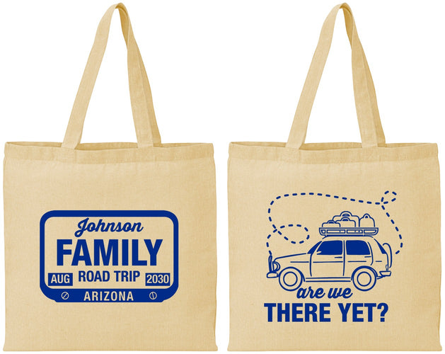 Personalized Family Vacation Cotton Tote Bags - Road Trip Car | 180050