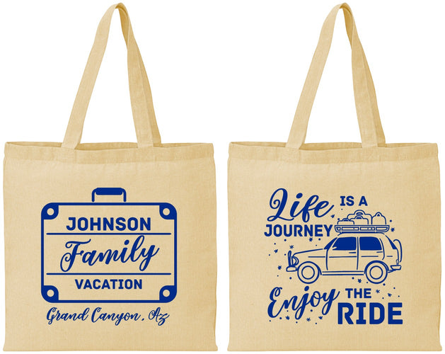 Personalized Family Vacation Cotton Tote Bags - Road Trip Car | 180051