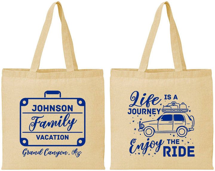 Personalized Family Vacation Cotton Tote Bags - Road Trip Car | 180051