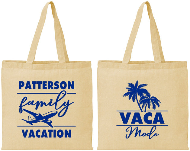 Personalized Family Vacation Cotton Tote Bags - Vaca Mode Trip | 180054