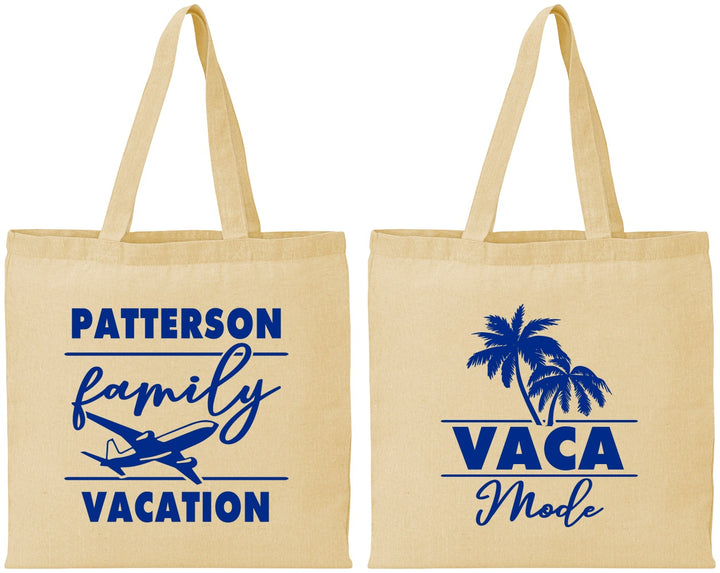 Personalized Family Vacation Cotton Tote Bags - Vaca Mode Trip | 180054