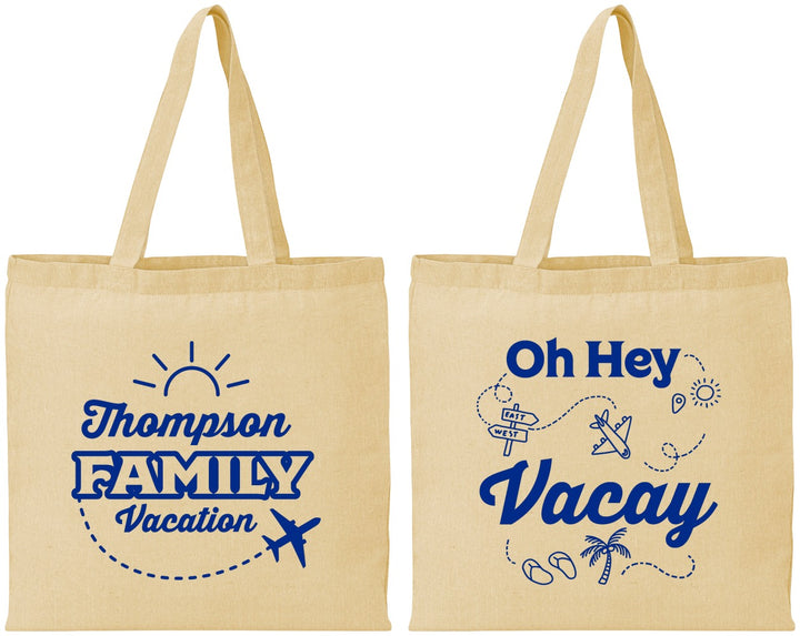 Personalized Family Vacation Cotton Tote Bags - Beach | 180056