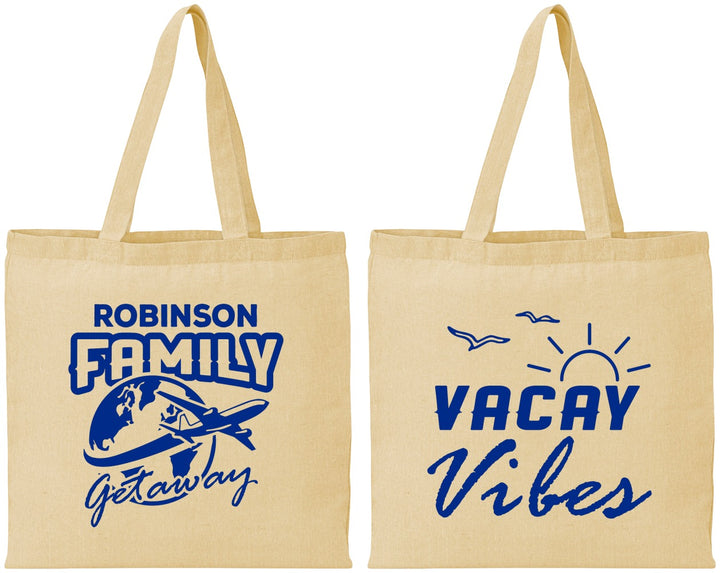Personalized Family Vacation Cotton Tote Bags - Vacay Vibes | 180057