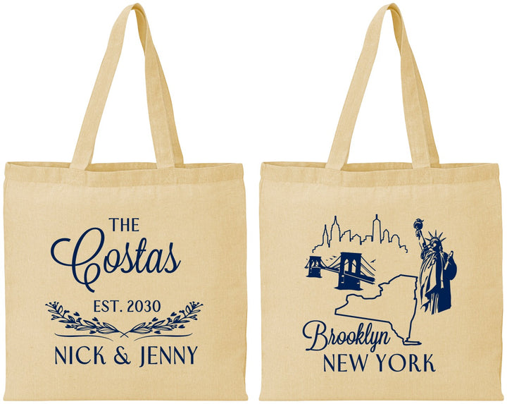 Personalized Wedding Cotton Tote Bags - New  York | 181