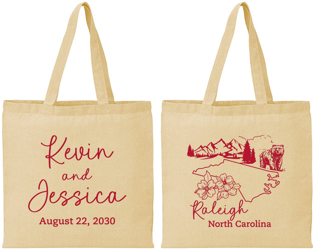 Personalized Wedding Cotton Tote Bags - North Carolina | 182