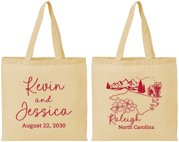 Personalized Wedding Cotton Tote Bags - North Carolina | 182