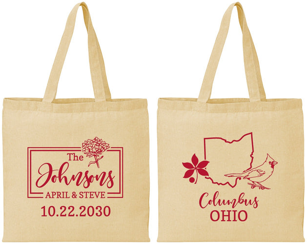 Personalized Wedding Cotton Tote Bags - Ohio | 184