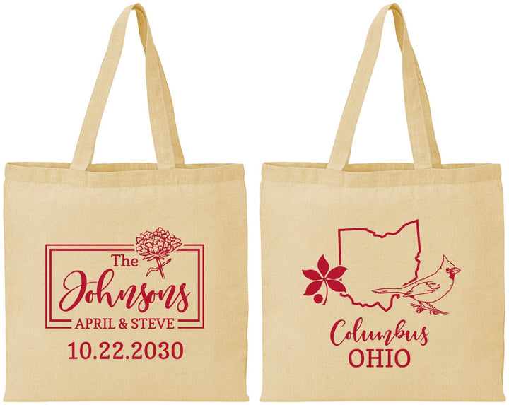 Personalized Wedding Cotton Tote Bags - Ohio | 184