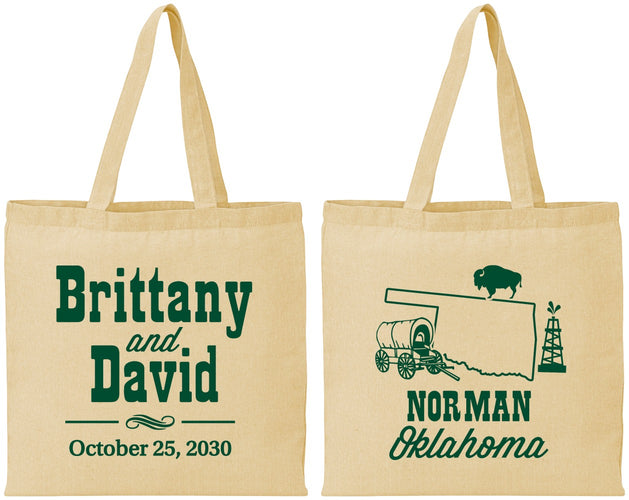 Personalized Wedding Cotton Tote Bags - Oklahoma | 185