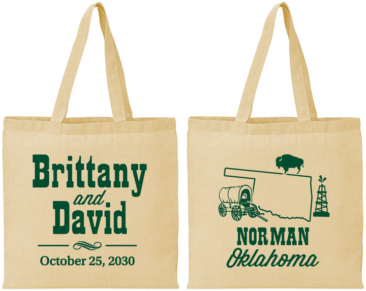 Personalized Wedding Cotton Tote Bags - Oklahoma | 185
