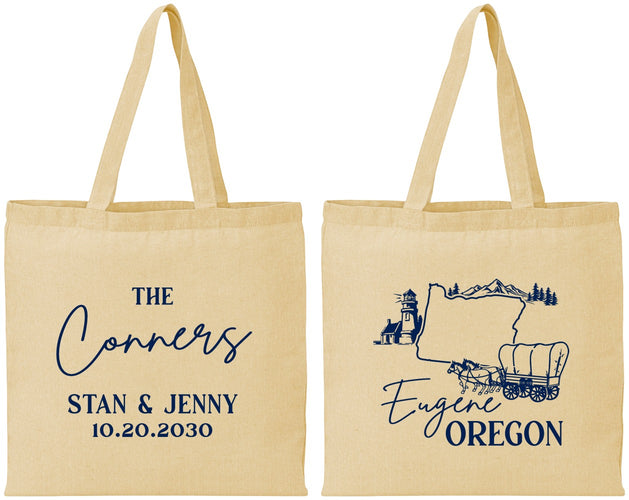 Personalized Wedding Cotton Tote Bags - Oregon | 186