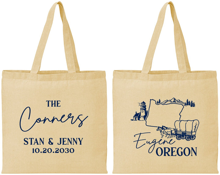 Personalized Wedding Cotton Tote Bags - Oregon | 186