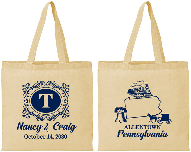 Personalized Wedding Cotton Tote Bags - Pennsylvania | 187