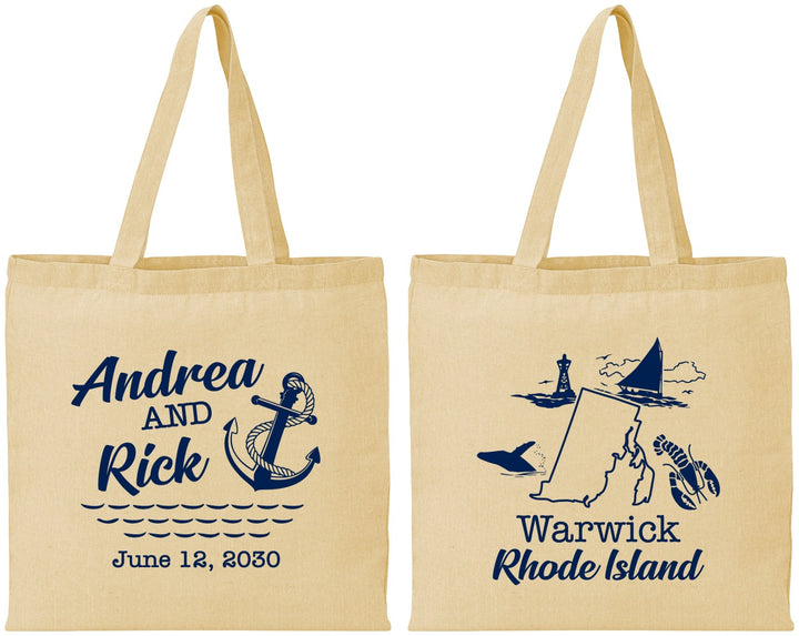 Personalized Wedding Cotton Tote Bags - Rhode Island | 188