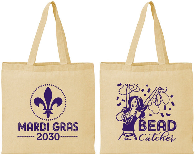 Personalized Mardi Gras Cotton Tote Bags - Bead Catcher Nola | 190000