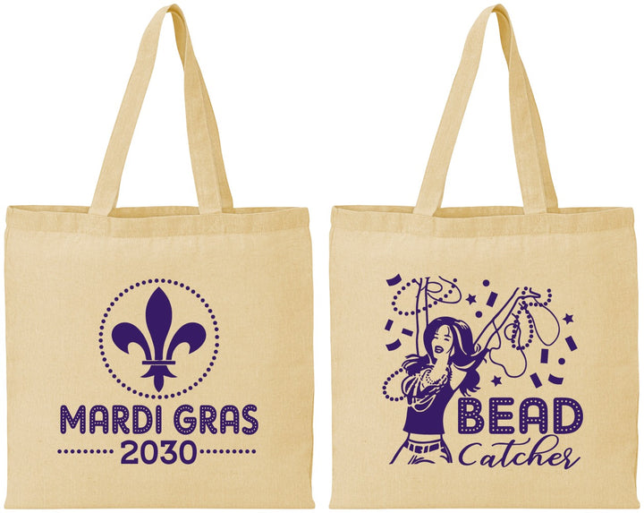 Personalized Mardi Gras Cotton Tote Bags - Bead Catcher Nola | 190000