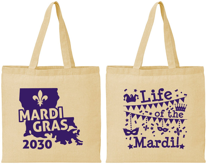 Personalized Mardi Gras Cotton Tote Bags - Life Of The Mardi | 190001
