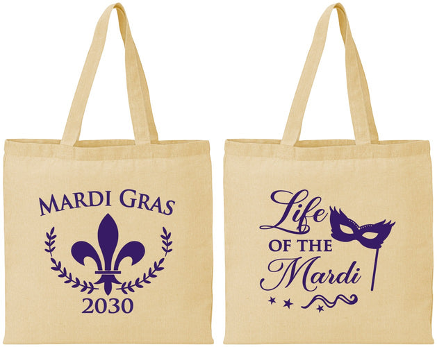 Personalized Mardi Gras Cotton Tote Bags - Life Of The Mardi | 190004