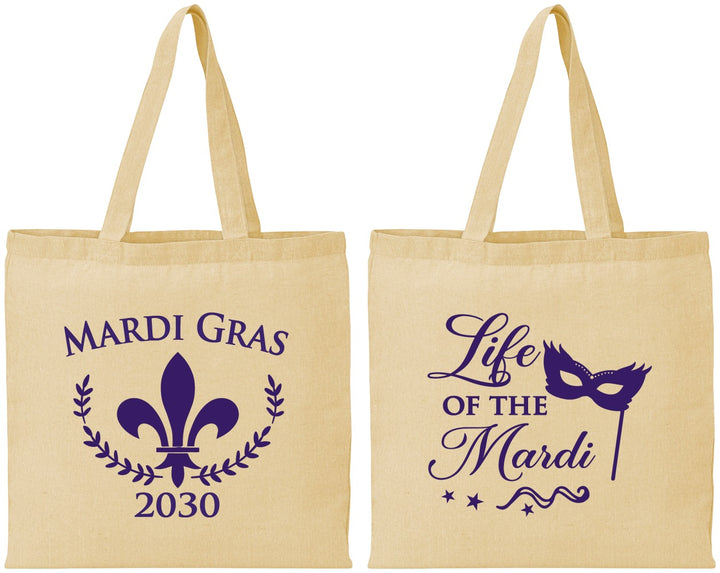 Personalized Mardi Gras Cotton Tote Bags - Life Of The Mardi | 190004
