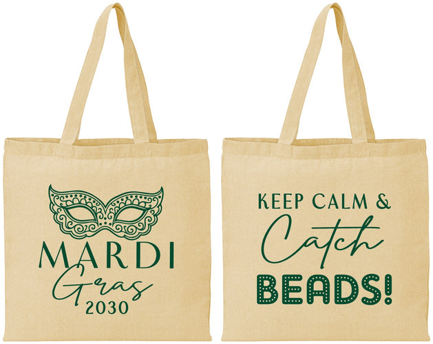 Personalized Mardi Gras Cotton Tote Bags - Beads Nola | 190007