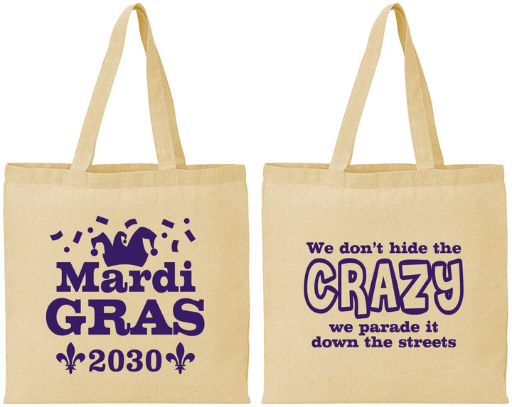Personalized Mardi Gras Cotton Tote Bags - Fleur De Lis | 190009